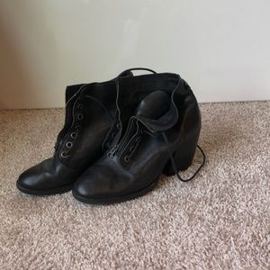 Korkease Black Leather Booties